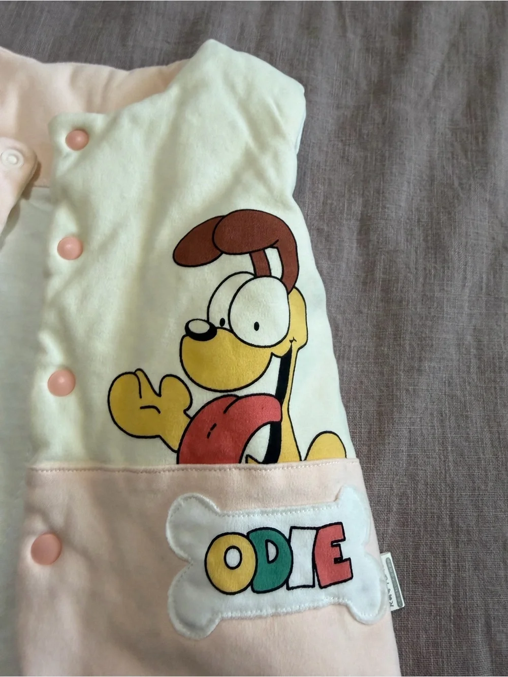Vintage Odie Baby Sleeveless Sleep Vest in Pastel Pink Garfield 12-24 Months